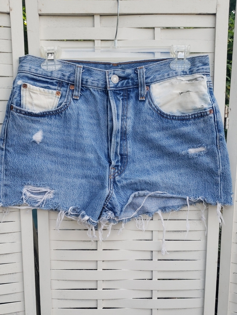 Levi's Distressed Light Blue Denim Cutoff Shorts Size S